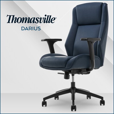 Thomasville Furniture Darius Ergonomic Bonded Leather Swivel Executive Chair, Navy (51490-NVY)