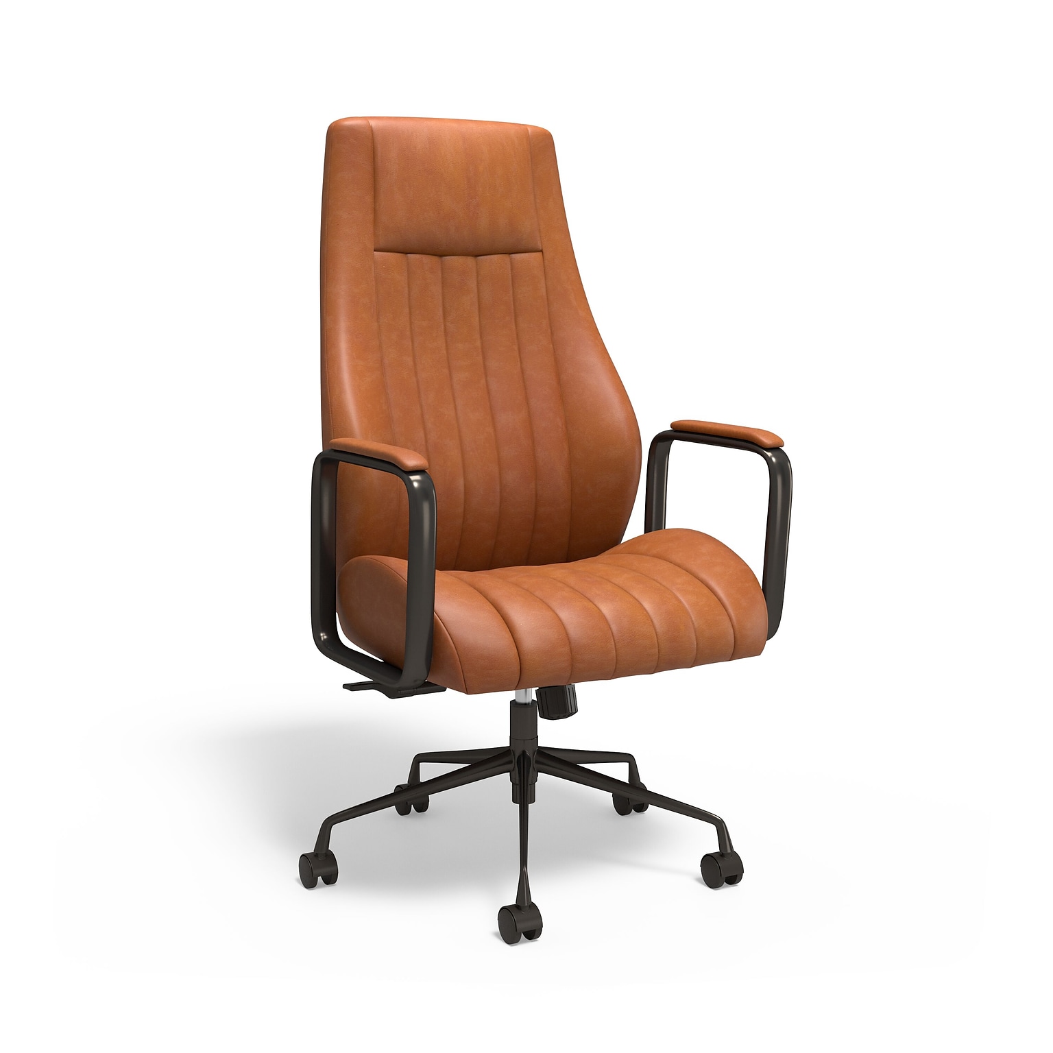 Staples® Laconia Ergonomic Leather Swivel Manager Chair, Brown (HLC-3932)