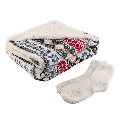 Holiday Sherpa Throw & Bonus Sock