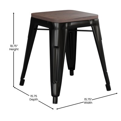 Flash Furniture Kai Industrial Metal Stackable Table Height Stool without Back, Black, 4-Pieces/Pack (ETBT350318BLKWD)