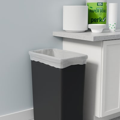 Perk™ 13 Gallon Kitchen Trash Bag, 28" x 24", Low Density, 0.9 mil, White, 80 Bags/Box (PK56749)