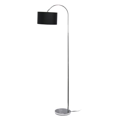 Creekwood Home Vista 66" Brushed Nickel Floor Lamp with Drum Shade, Black (CWF-3006-BK)