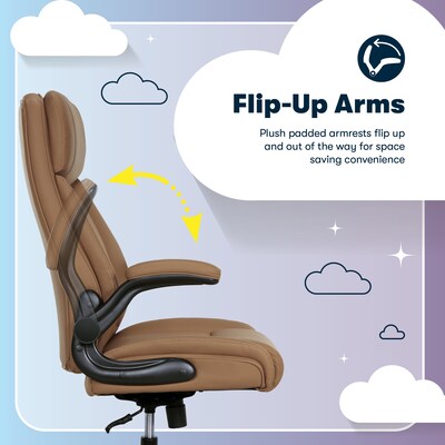 Serta Torrington Ergonomic Polyurethane Big & Tall Chair, 400 lb. Capacity, Light Tan (52399-TAN)