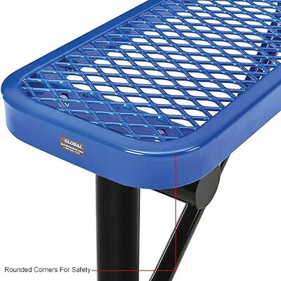 Global Industrial 4' Outdoor Steel Flat Bench, Expanded Metal, Blue (695741BL)