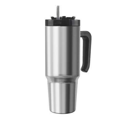 Outdoors Professional Stainless Steel Double-Walled Vacuum Insulated Tumbler with Straw, 30 oz., Silver (OUTD9034)