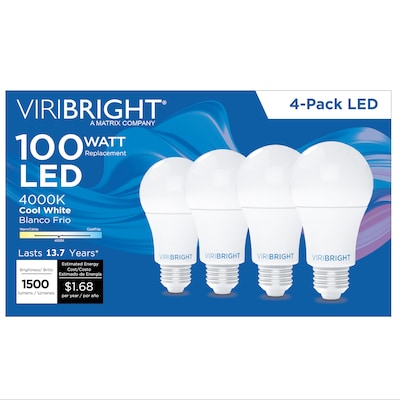 Viribright 14 Watts Cool White LED General-Purpose Bulb, 4/Pack (651639-4)