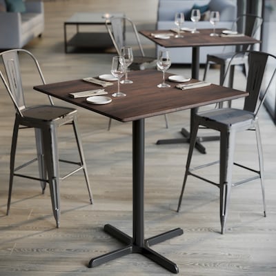 Flash Furniture Acadia Square Wooden Dining Table with X-Base, 36"D x 36"W, Dark Brown/Black Base (STSQ36WBRT3030B)