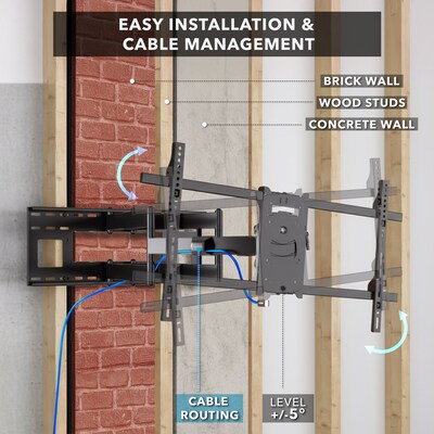 Mount-It! Heavy Duty TV Wall Mount with Extra Long Extension for 40" to 90" Screens, Black (MI-392)