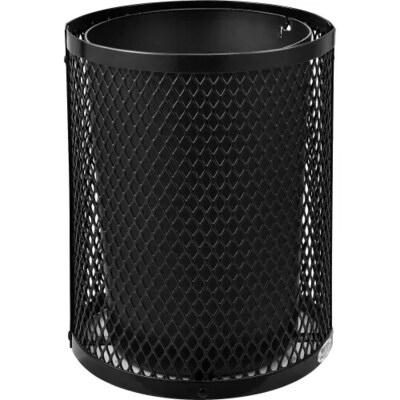 Global Industrial Outdoor Diamond Steel Trash Can w/ Rain Bonnet Lid, 36 Gallon, Black (261926BK)