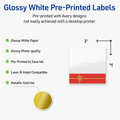 Avery Square Multipurpose Labels, 3 x 3, White, 60/Pack (19479370562)