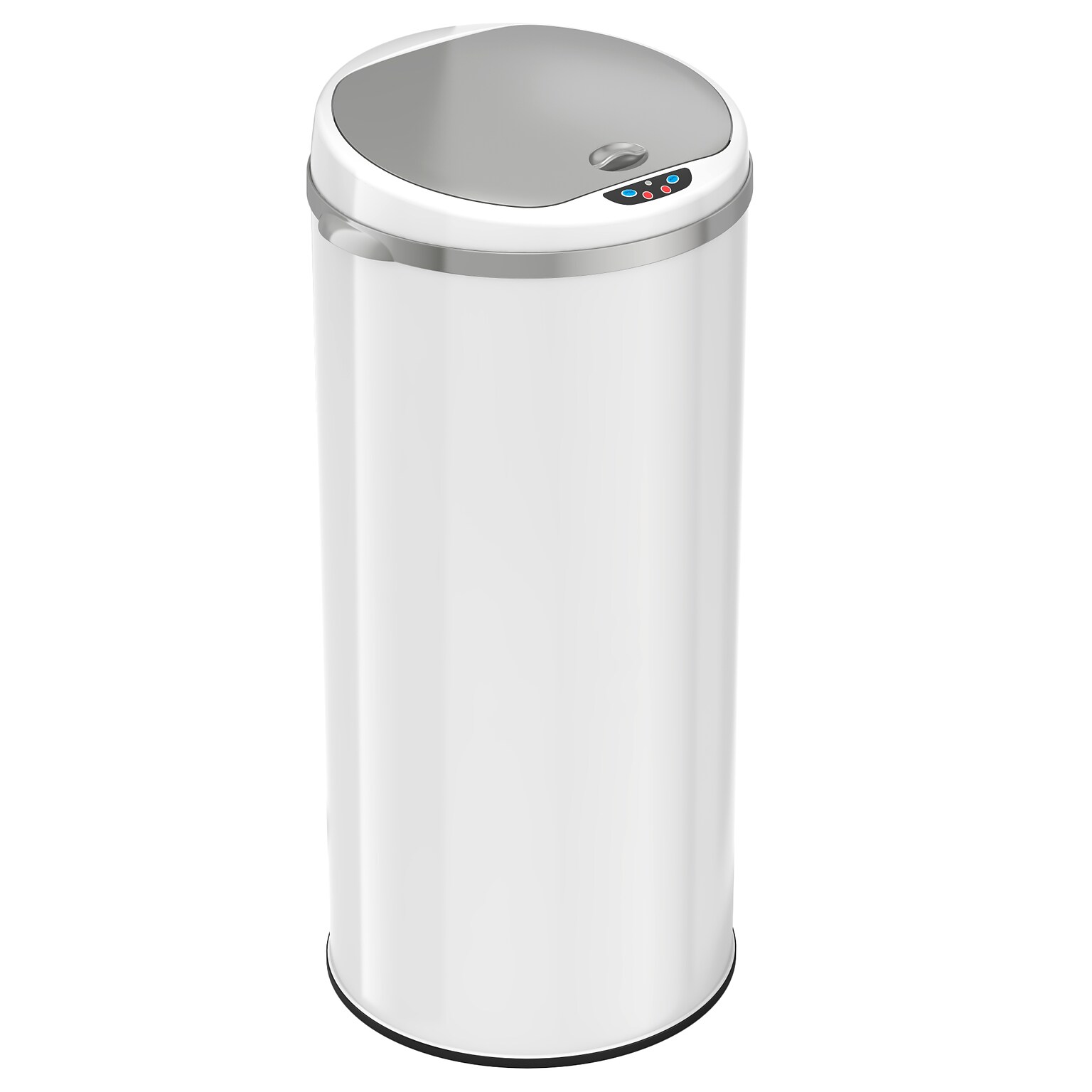 iTouchless Stainless Steel Round Sensor Trash Can with AbsorbX Odor Control System, White, 13 Gal. (MT13RW)