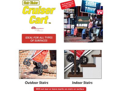 Dbest Stair Climber Cruiser Steel Mobile Folding Utility Cart with Front Swivel Wheels, Silver (01-897)