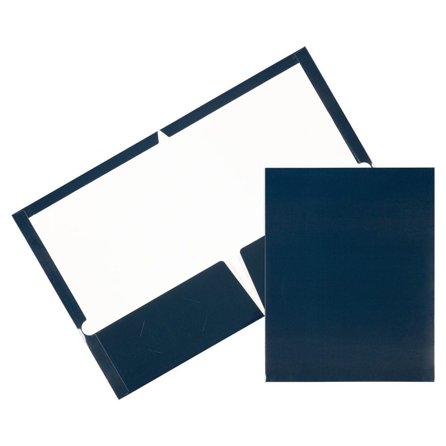JAM Paper Glossy 2 Pocket Plastic Folder, Navy Blue, 25/Pack (5042523a)