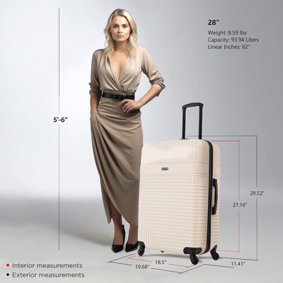 InUSA Resilience 29.52" Hardside Suitcase, 4-Wheeled Spinner, TSA Checkpoint Friendly, Sand (IURES00L-SAN)