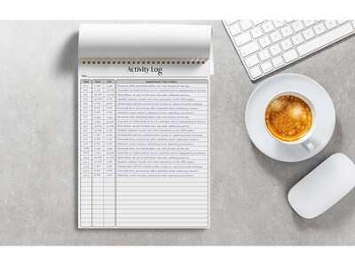 Better Office Activity Log Notepad, 8.5" x 11", Project-Ruled, White/Black, 50 Sheets/Pad (25826)