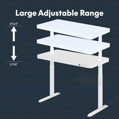 FlexiSpot EG9 48"W Electric Adjustable Glass Top Standing Desk, White (EG9W-E)