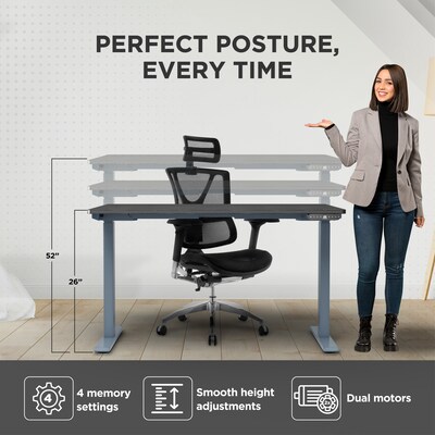 Uncaged Ergonomics Rise Up 24"-49"H Electric Adjustable Height Standing Desk with Black Bamboo Desktop (Rugbk)