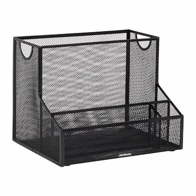 Mind Reader 4-Compartment Metal Desk Organizer, Black (DEEPORG-BLK)