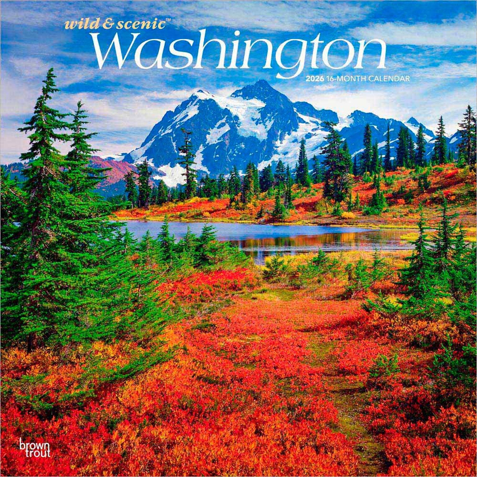 2026 BrownTrout Washington Wild & Scenic 12 x 12 Monthly Wall Calendar (9798330706181)