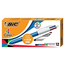 BIC 4-Color Retractable Ballpoint Pen, Medium Point, 1.0mm, Multicolor, Dozen (MM11-AST)