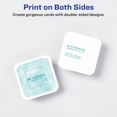 Avery Clean Edge Laser Square Cards with Rounded Corners, 2 1/2" x 2 1/2", White, 20 Sheets/Pack, 180 Cards/Pack (35703)
