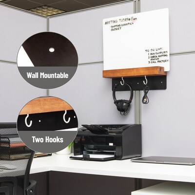 Mind Reader Glass Dry Erase Board with Wood Holder and Hook Whiteboard Message Center, White (LIFTBOARD-WHT)