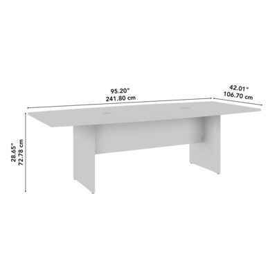 Bush Business Furniture 96W x 42D Boat Shaped Conference Table with Wood Base, Modern Hickory (99TB9642MHK)