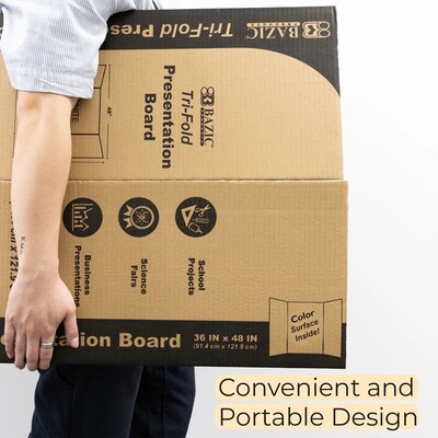 Bazic Tri-Fold Presentation Board, 36" x 48", Paper, Assorted Colors, 24/Carton (BAZ5035)