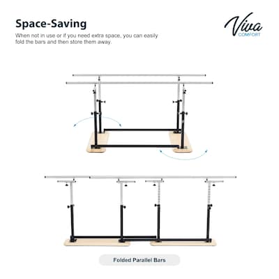 Viva Comfort 7 ft. Steel Foldable Physical Therapy Parallel Bars, 350lb Capacity, Black (ME905-01-MK)