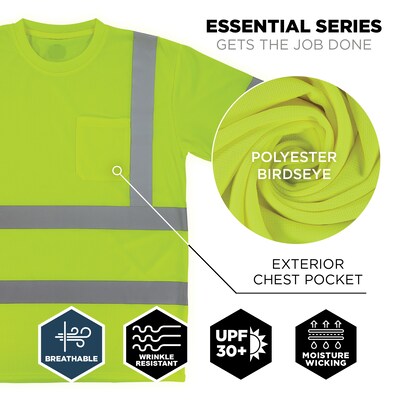 Ergodyne GloWear 8367 High Visibility Short Sleeve T-Shirt, ANSI Type R Class 3, Lime, Medium (22033)