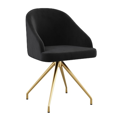 Martha Stewart Sora Velvet Swivel Task Chair, Black/Polished Brass (CH222119BKGLD)