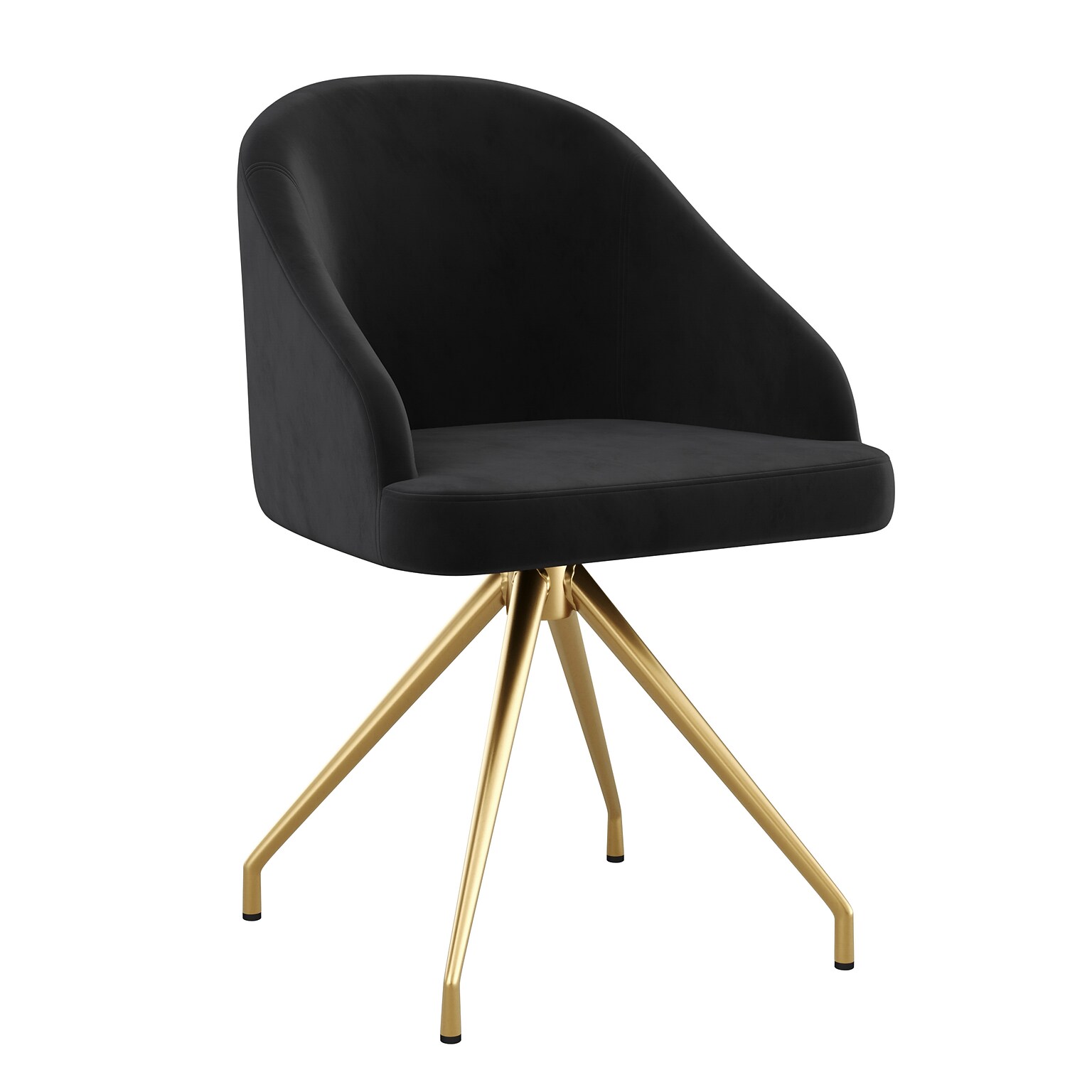 Martha Stewart Sora Velvet Swivel Task Chair, Black/Polished Brass (CH222119BKGLD)