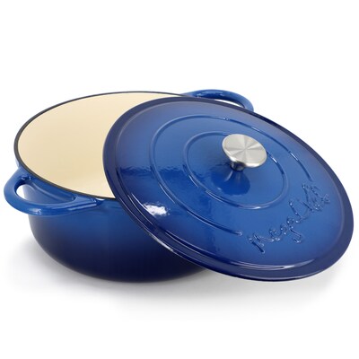 MegaChef Cast Iron 6.35 Qt. Dutch Oven, Dark Blue (935122262M)