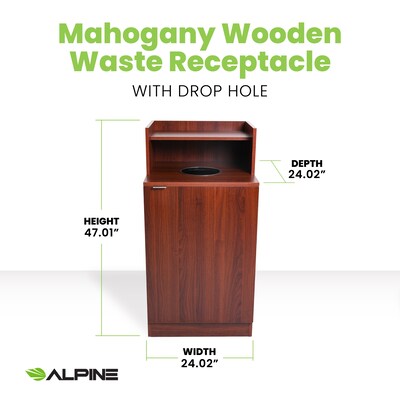 Alpine Industries Trash Can, 32 Gallon, Mahogany (ALP476-DH-MA)