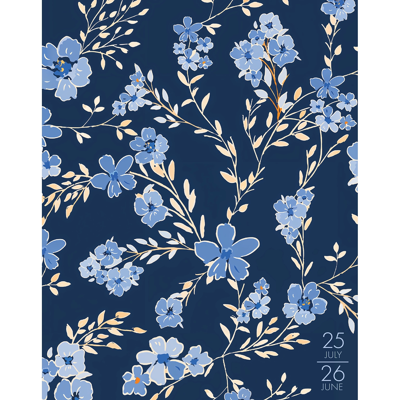 2025-2026 Willow Creek Bluesy Floral 7.5 x 9.5 Academic Year Monthly Planner, Multicolored (56912)