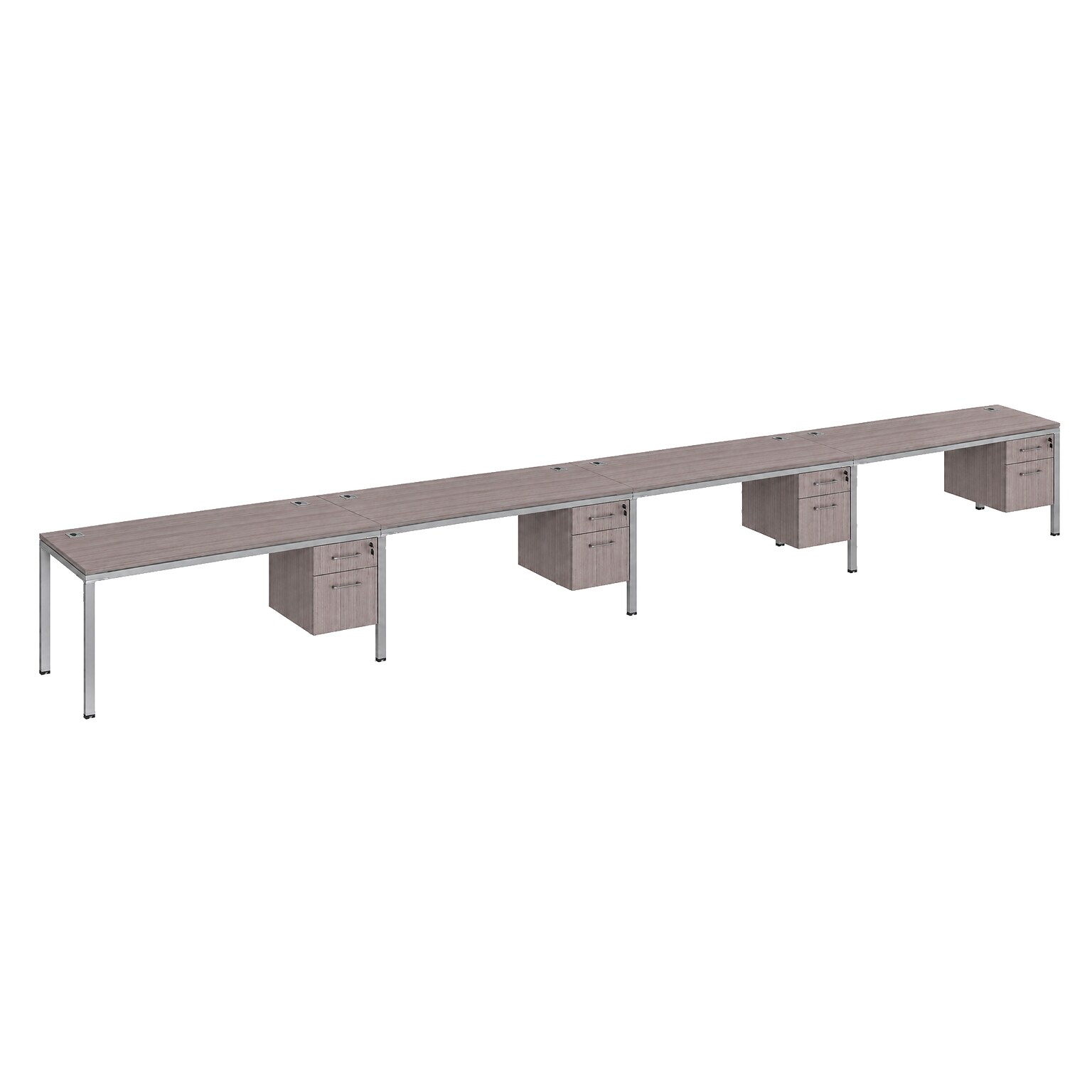Boss Office Products Simple System 71W Office Desk with Pedestal, Driftwood, 4/Set (SGSD010-203)