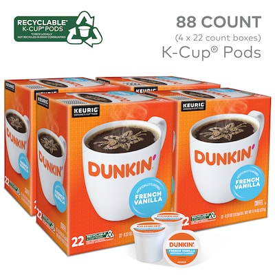 Dunkin' French Vanilla Coffee Keurig® K-Cup® Pods, Medium Roast, 88/Carton (400847)