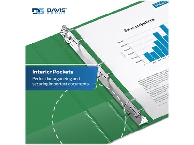 Davis Group Premium Economy 3" 3-Ring Non-View Binders, D-Ring, Green, 6/Pack (2305-04-06)