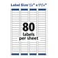 Avery Easy Peel Laser Return Address Labels, 1/2" x 1-3/4", White, 80 Labels/Sheet, 100 Sheets/Pack (5167)