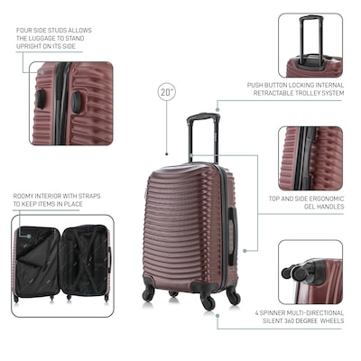 DUKAP Adly 21.45" Hardside Suitcase, 4-Wheeled Spinner, TSA Checkpoint Friendly, Wine (DKADL00S-WIN)