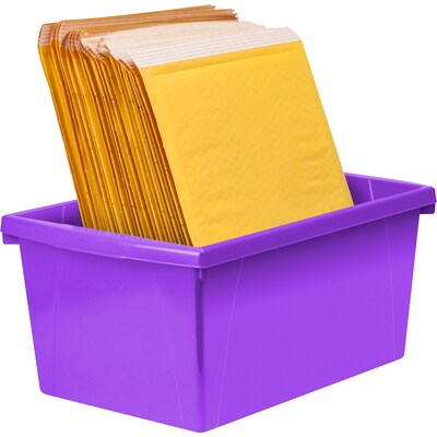 Storex Plastic Medium Classroom Storage Bin, 16.75"x 11.87"x 8.28", Purple, Pack of 2 (STX61486U06C-2)