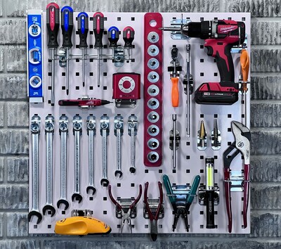 Triton Products LocBoard 24" x 24" x 9/16" Steel Square Hole Pegboards, Set of 2 (LB1-W)