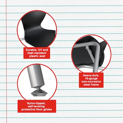 Staples Polypropylene 14" Student Chair, Black, 4/Box (ST63542)