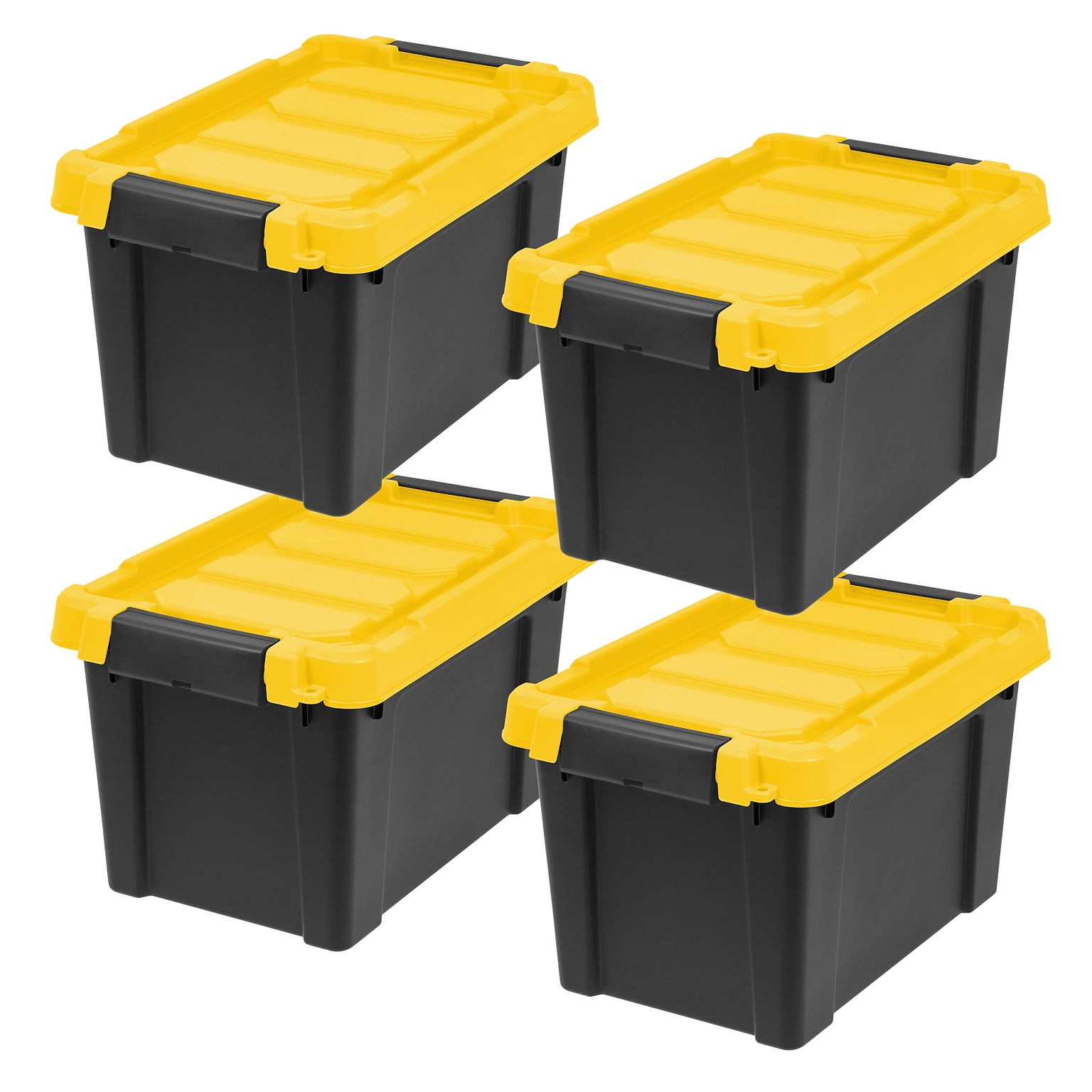 Iris Stor-It-All 21.9 Quart Storage Container with Latching Lids, Plastic, Black, 4/Pack (540014)