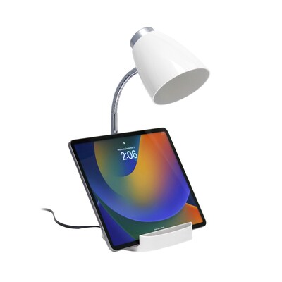 Creekwood Home 18.5" Flexible Gooseneck Organizer Desk Lamp with Stand, White (CWD-1001-WH)