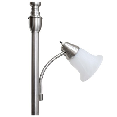 Lalia Home Torchiere Floor Lamp with Reading Light and Marble Glass Shades, Brushed Nickel (LHF-3003-BN)