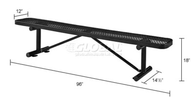 Global Industrial 8' Outdoor Steel Flat Bench, Expanded Metal, Black (277157BK)