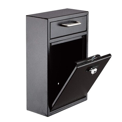 AdirOffice Steel Locking Wall Mounted Drop Box Interoffice Mailbox with Key and Combination Lock , Black (631-04-BLK-KC-PKG)