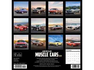 2024 Willow Creek American Muscle Cars 12" x 12" Monthly Wall Calendar (32060)