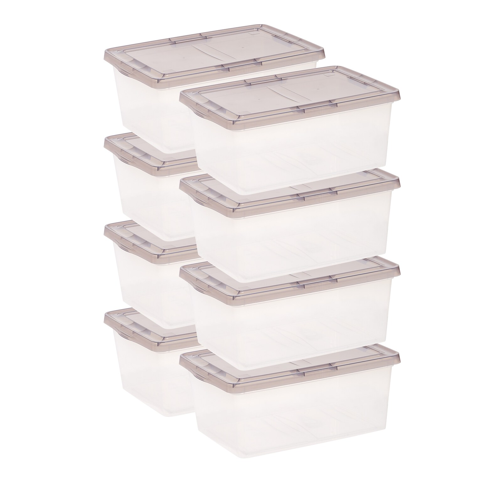 Iris 17 Quart Snap Top Plastic Snap Closure Storage Bin, Clear, 8/Pack (500156)